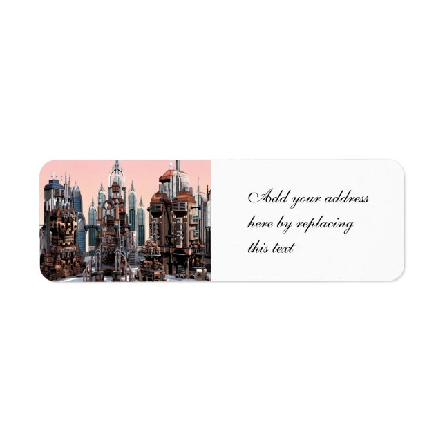 Pastel Futuristic City Fantasy Skyline Art Label (Front)