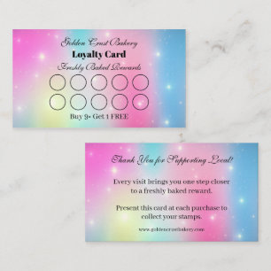 Pastel Galaxy Bakery Loyalty Punch Card