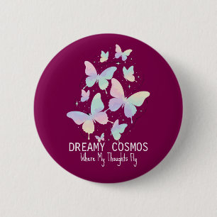 Pastel Galaxy Butterflies Dreamy Aesthetic Button