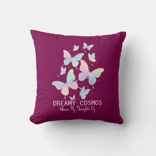 Pastel Galaxy Butterflies Dreamy Aesthetic Throw Pillow