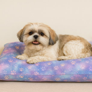 Pastel Galaxy Paw Prints – Cute Cosmic Pet Lover Bed
