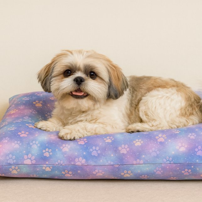 Pastel Galaxy Paw Prints – Cute Cosmic Pet Lover  Bed (Creator Uploaded)
