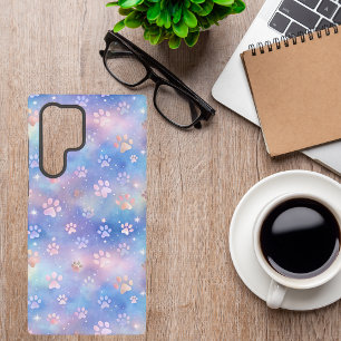 Pastel Galaxy Paw Prints – Cute Cosmic Pet Lover Samsung Galaxy S22 Ultra Case