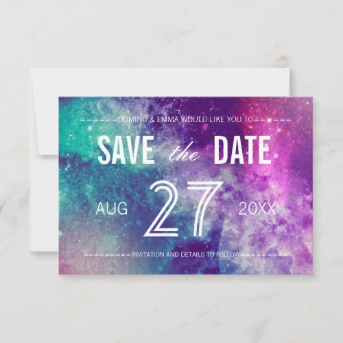 Pastel Galaxy Save the Date Cards