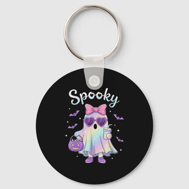 Pastel Galaxy Soky Ghost Halloween Kids Ghost Coqu Keychain (Front)