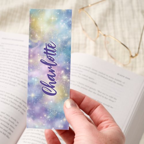 Pretty Bookmarks 15 Pastel Galaxy Sparkle Glitter Personalized Bookmarks