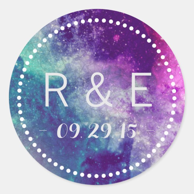 Pastel Galaxy Wedding Favor Stickers (Front)