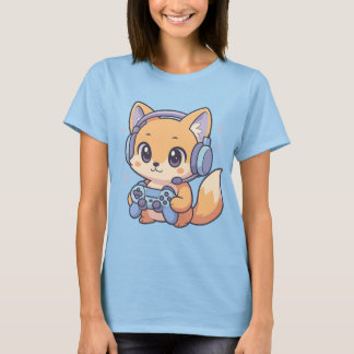 Pastel Gamer Fox T‑Shirt for Women T-Shirt