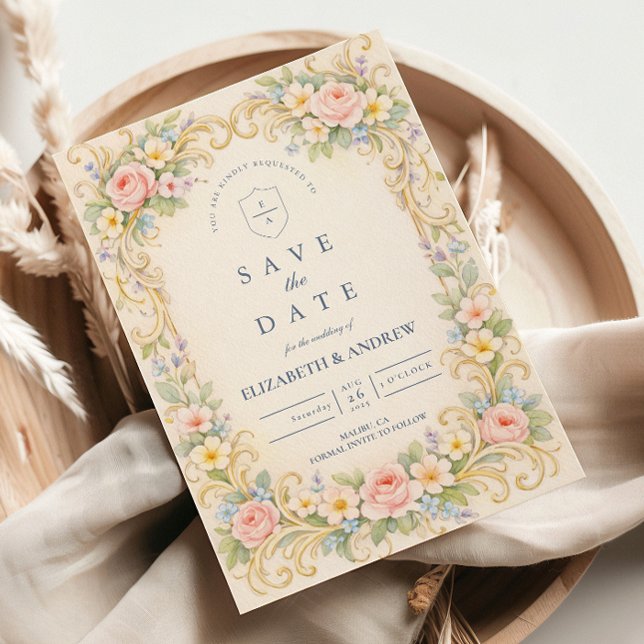 Pastel Garden Baroque Rose Wedding Save The Date (Creator Uploaded)