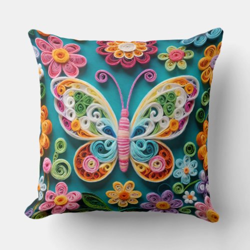 Pastel Garden Delight Butterfly Bouquet Cushion
