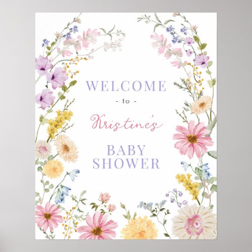 Pastel Garden Floral Baby in Bloom Shower Welcome  Poster