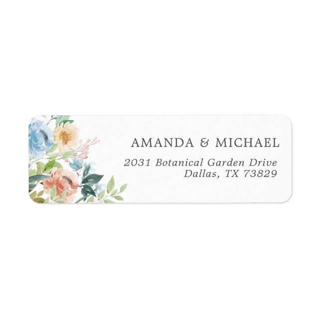Pastel Garden Floral Return Address Label (Front)