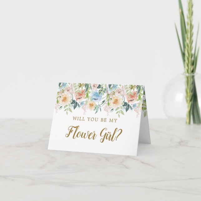 Pastel Garden Floral Will You Be My Flower Girl Invitation (Front)