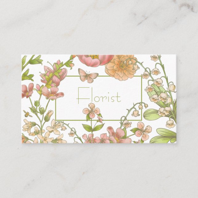 Pastel Garden Flowers Business Card (Front)