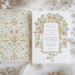 Pastel Garden Frame Rococo Wedding Invitation