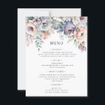 Pastel Garden Luxe Floral Wedding Menu Card<br><div class="desc">Our ''Pastel Garden Wedding'' collection features gentle watercolor florals in pastel colors such as pink and blue with the information written in a refined sans serif font. The foil on the invitations comes in gold,  silver and rose gold.</div>