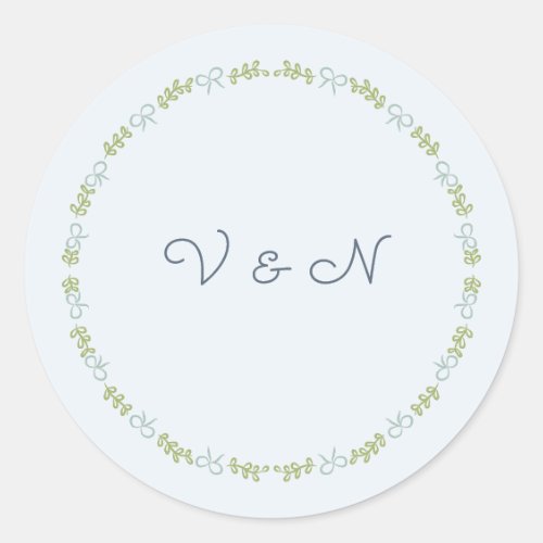 Pastel Garden Ribbon Wedding Monogram Sticker