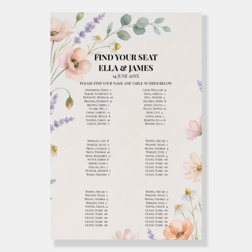 Pastel Garden Seating Chart Sign