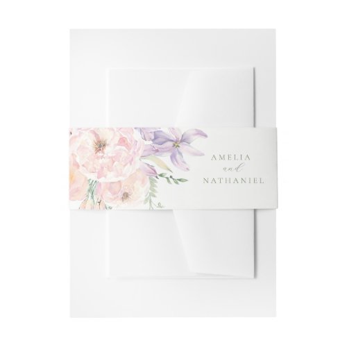 Pastel Garden Wedding Invitation Belly Band