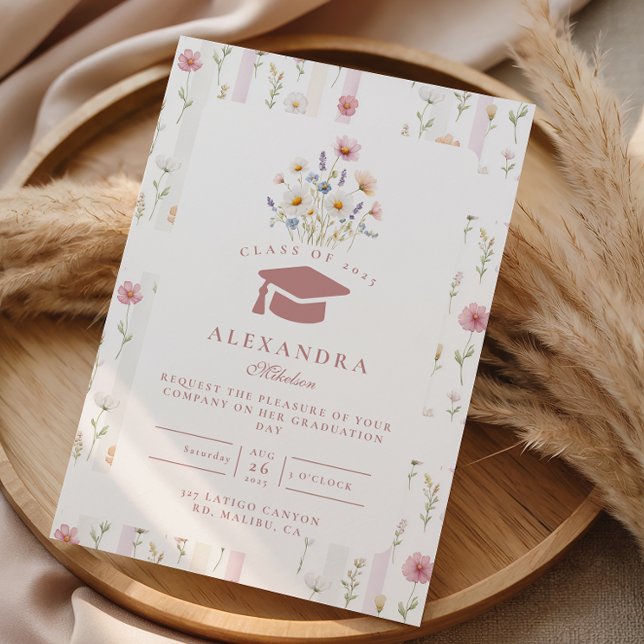 Pastel Garden Wreath Graduation Invitation (Creator Uploaded)