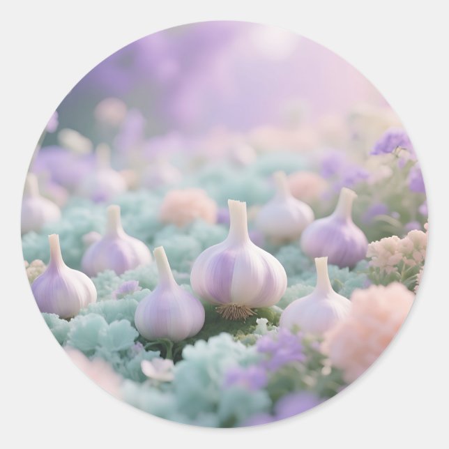 Pastel Garlic Garden Dreamscape Classic Round Sticker (Front)