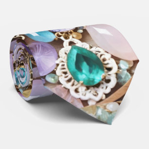 Pastel Gems And Jewels In Pinks & Purples Neck Tie