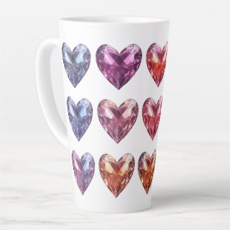 Pastel Gemstone crystal hearts  Latte Mug