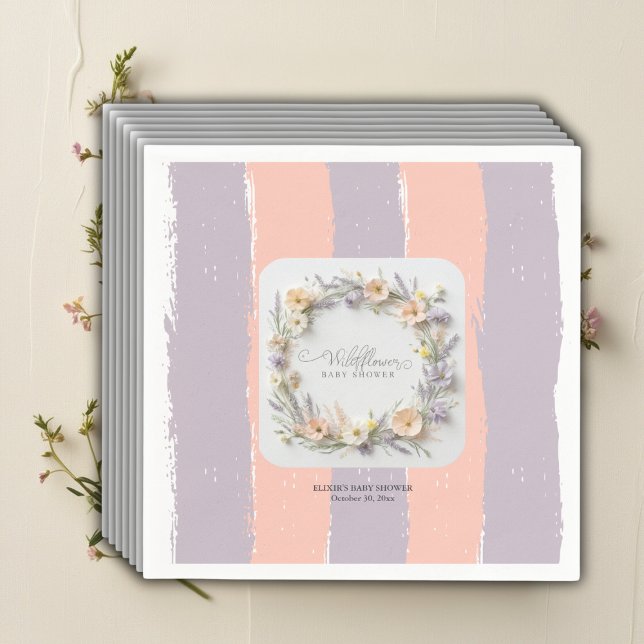 Pastel Gender Neutral Wildflower Baby Shower Napkins (Creator Uploaded)