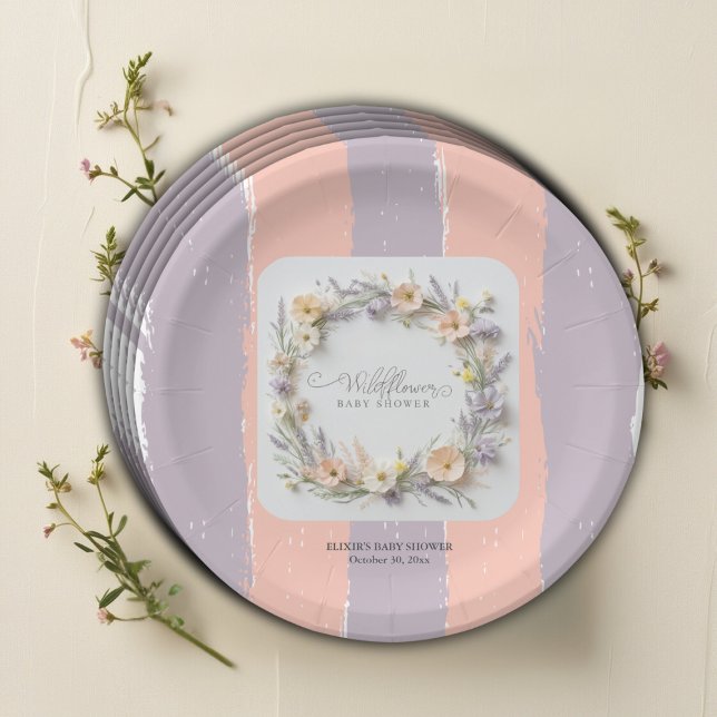 Pastel Gender Neutral Wildflower Baby Shower Paper Plates (Creator Uploaded)