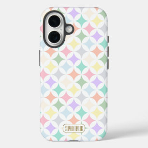 Pastel Geometric Circles and Diamond Pattern iPhone 16 Case