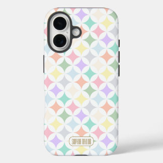 Pastel Geometric Circles and Diamond Pattern iPhone 16 Case