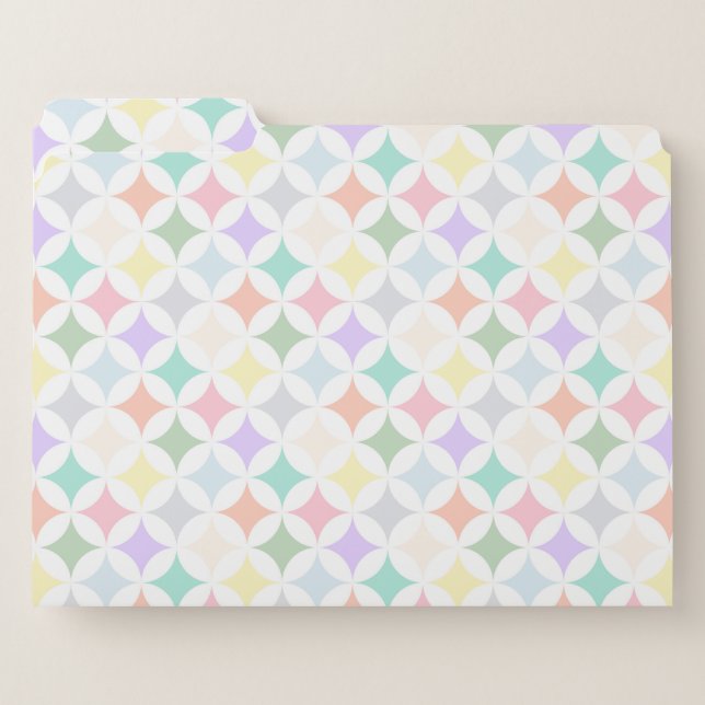 Pastel Geometric Circles and Diamond Pattern File Folder (Front Left)