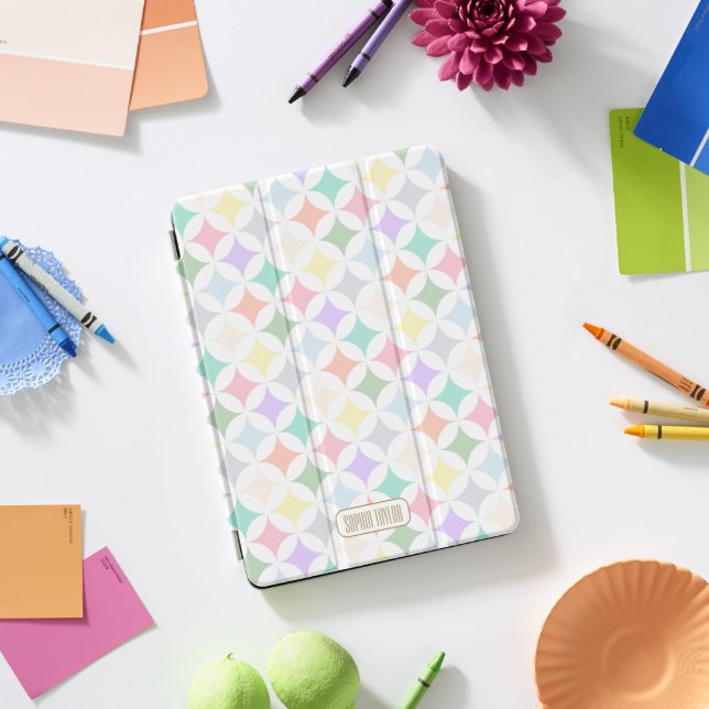 Pastel Geometric Circles and Diamond Pattern iPad Pro Cover (Desk)