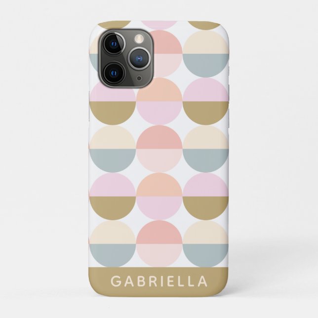 Pastel Geometric Circles Pattern Personalized Case-Mate iPhone Case (Back)
