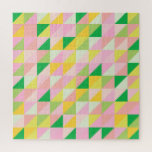 Pastel Geometric Colorful Pink Green Quilt Pattern Jigsaw Puzzle<br><div class="desc">This pastel geometric triangle puzzle features a colorful blend of soft pinks, greens, and yellows, creating a modern yet timeless quilt-inspired design. With its intricate pattern and soothing color palette, this puzzle offers a fun and engaging challenge while doubling as a beautiful piece of art when completed. Perfect for puzzle...</div>