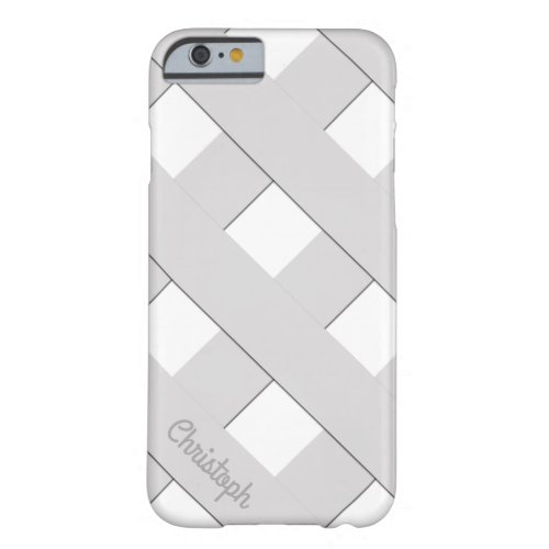 Pastel Geometric Crossing Gray Lines with Name Barely There iPhone 6 Case