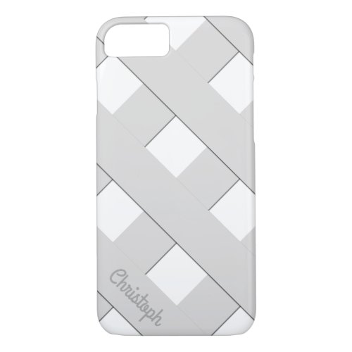 Pastel Geometric Crossing Gray Lines with Name iPhone 87 Case