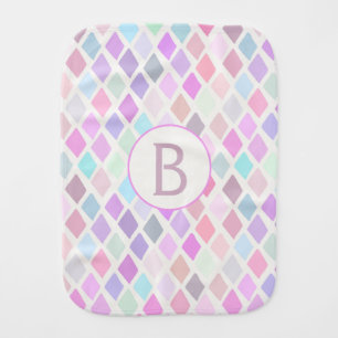 Pastel Geometric Diamond Pattern Girl Baby Burp Cloth