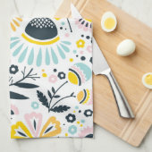 Pastel Geometric Floral Kitchen Towel (Quarter Fold)