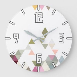 Pastel Geometric Graphic Design Large Clock
