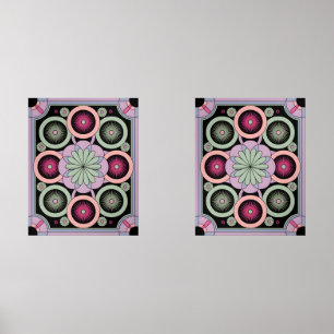 Pastel Geometric Mandala Bloom Wall Art Sets