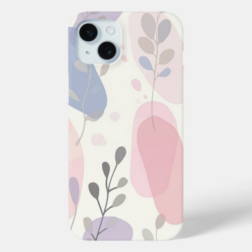 Pastel Geometric Pattern colorful leaves iPhone 15 Plus Case