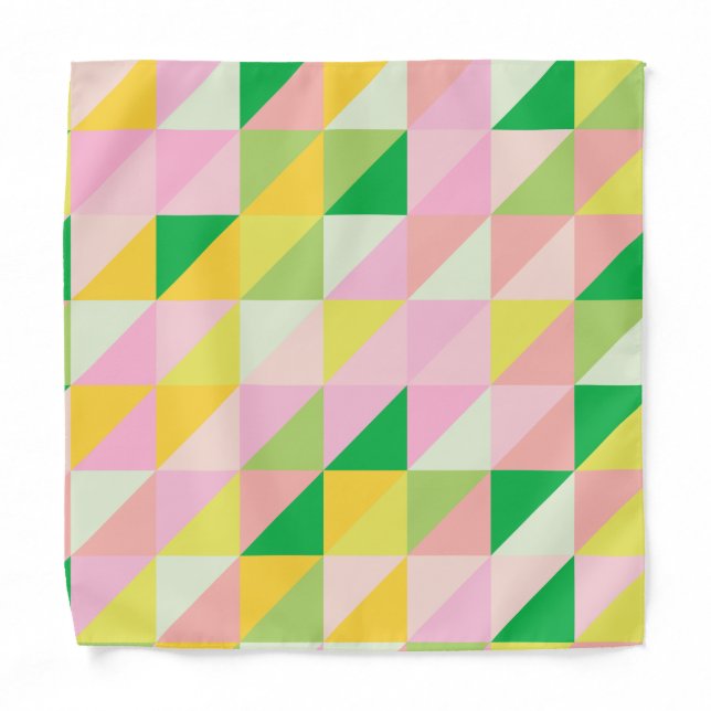 Pastel Geometric Pattern Pink Green Preppy Spring Bandana (Front)
