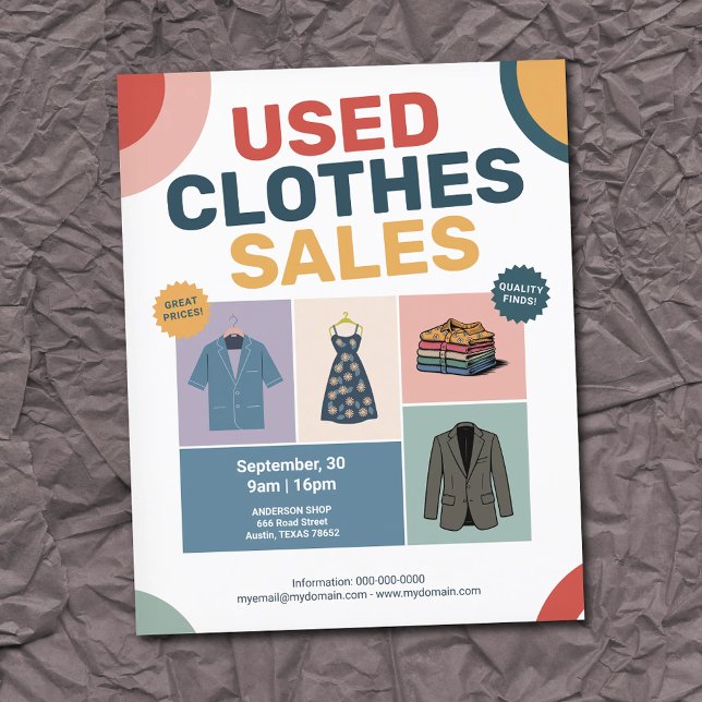 Pastel Geometric Patterns - Used Clothes Sales Flyer (Pastel Geometric Patterns - Used Clothes Sales Flyer)