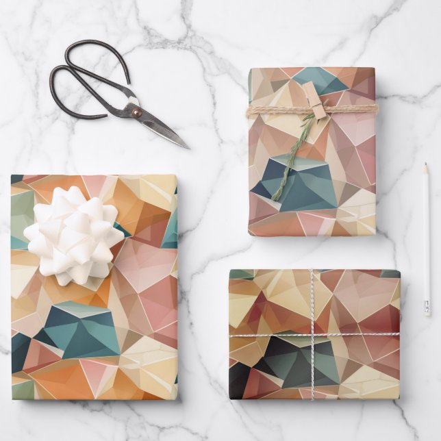 Pastel Geometric Pop | Wrapping Paper Sheets Set (Front)