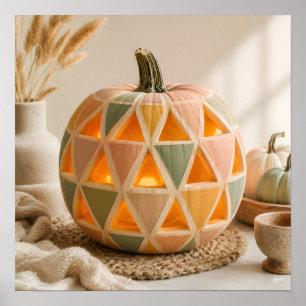 Pastel Geometric Pumpkin Poster