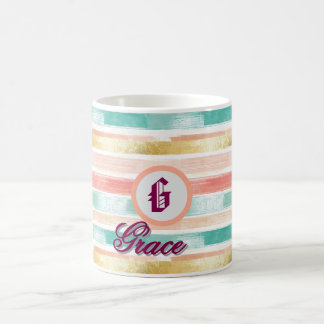 Pastel Geometric Seamless Pattern Monogram Coffee Mug