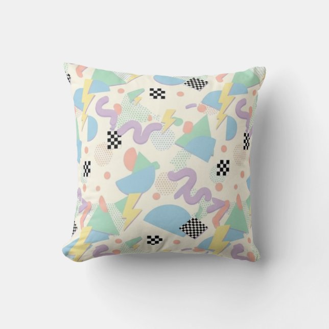 Pastel Geometric Shape Pattern Minimal Aesthetic Throw Pillow (Front)