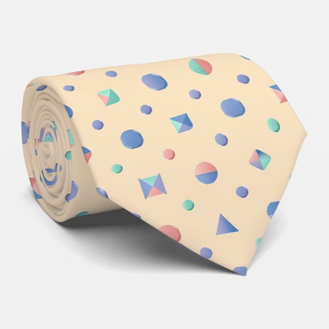 Pastel Geometric Shape Pattern Neck Tie (Rolled)