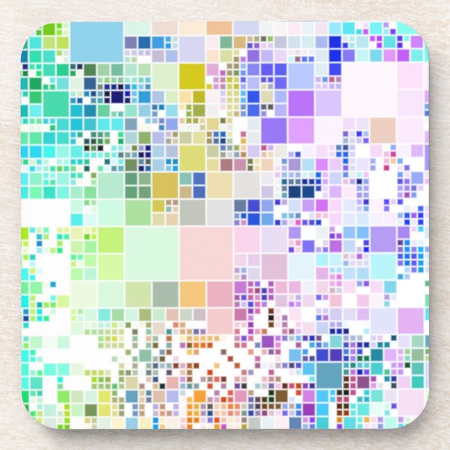 Pastel Geometric Squares Drink Coaster (Front)